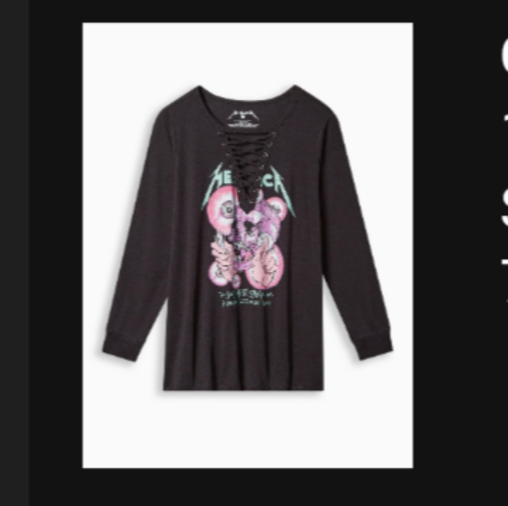 Torrid Metallica long sleeve tee
